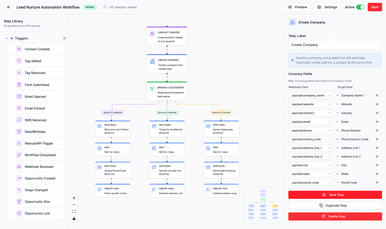 Mirola Automations workflow builder